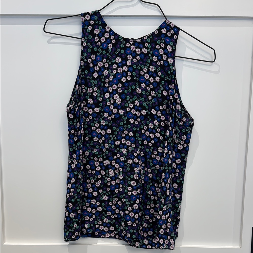 Floral Sleeveless Top - Black and Blue